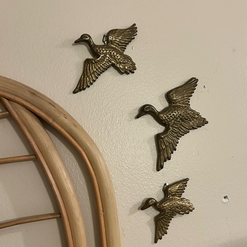 Brass Ducks Wall Decor Set of 3